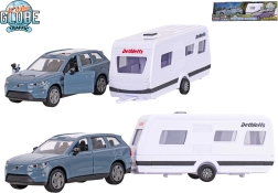 Kids Globe Traffic Volvo EX90 с каравана Dethleffs – метален модел с pull-back задвижване