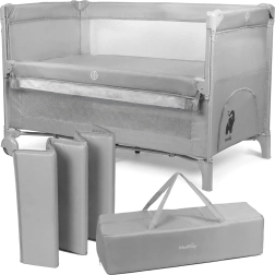 Doro travel baby crib, grey, bedside attachable