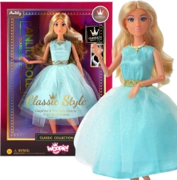 Woopie Royal кукла Лили 30 см с дълга руса коса в елегантна тюркоазена рокля