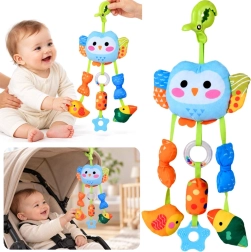 Sensory hanging owl toy for stroller and crib