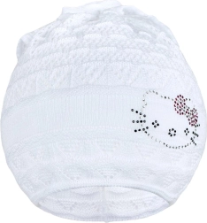Плетена шапка-кърпа New Baby котенце бяла 104 (3–4 години)