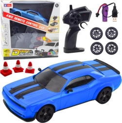RC дрифт кола 4WD със сменяеми колела, синя