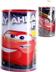 Kids' metal piggy bank Cars 15 cm, round - 1 piece