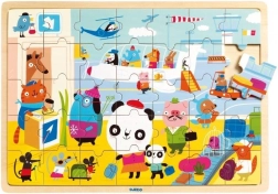 DJECO дървени пъзели летище 35 части