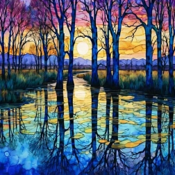 Diamond painting birches by the lake 30 × 40 cm