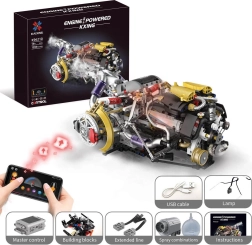 Engine building set with USB, LED light and smoke effect (1394 pieces)