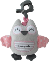 Плюшена музикална сова Baby Mix розова с клипс