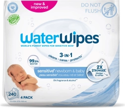 WaterWipes влажни кърпички Newborn & Baby 3в1, 4×60 бр. (240 бр.)