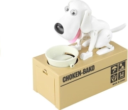 Интерактивна касичка куче, което „изяжда“ монети – бяла