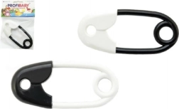 Дрънкалка във форма на безопасна игла, черно-бяла, 12 см