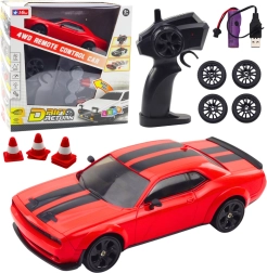 RC дрифт кола 4WD със сменяеми колела – червена