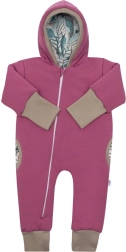 Insulated spring hooded romper New Baby Spring pink-purple