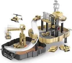 Military station with 2 toy cars in a backpack