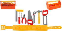 Kids' tool set in a plastic toolbox with belt, 9 pieces