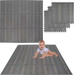 Humbi пяна пъзел постелка 9 бр., сива, 180 × 180 × 1 см