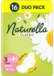 Naturella Classic Maxi дамски превръзки с крилца, 16 бр.
