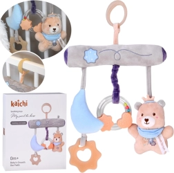 Висяща играчка за кошара с мече, гризалка и дрънкалка