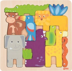 Outline Wooden Puzzle Safari 11 Pieces Goki