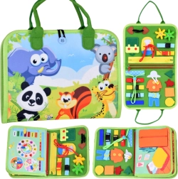 Текстилна Монтесори манипулативна книжка с животни и часовник