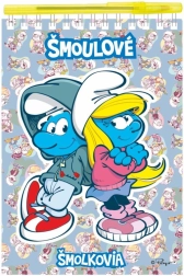 Бележник Смърфовете с химикалка, спирален с редове и празни страници, 15 × 22 cm