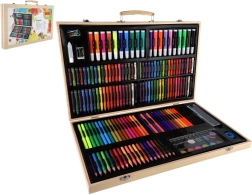 Креативен комплект за рисуване 180 части в дървено куфарче 47 × 30 × 4,5 см