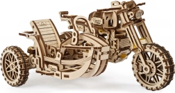 Ugears 3D пъзел мотоциклет със сайдкар – механичен дървен модел