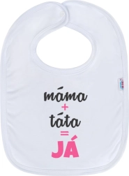 Детски лигавник NEW BABY мама + татко = аз – розов