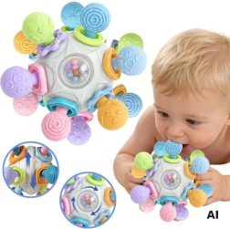 Woopie Baby сензорна топка 3в1 с гризалка и дрънкалка 6м+ - 1 брой