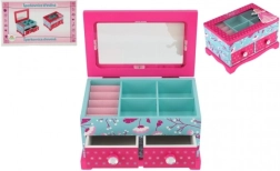 Дървена кутия за бижута Princess с 2 чекмеджета и огледало