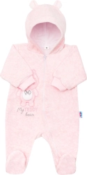 Baby suede hooded onesie NEW BABY Sweetheart pink 74 (6–9 months)