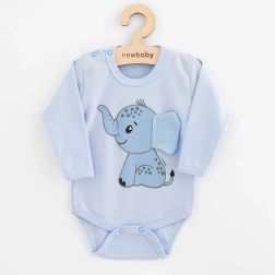 Baby long-sleeve bodysuit New Baby Happy Elephant, blue