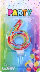 Парти свещ за торта число 6 – шарки