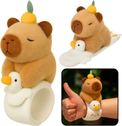 Plush self-snapping bracelet goose with capybara