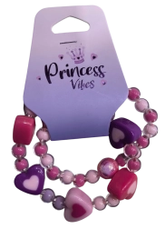 PINK комплект мънистени гривни със сърчица, 2 бр.