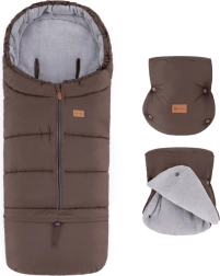 Petite&Mars комплект зимен чувал Jibot 3в1 и ръкавици за количка Jasie dark walnut