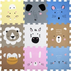 Humbi пяна подложка – образователен пъзел с животни 120 × 120 cm, 9 части