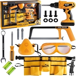 Woopie tool set for little DIYer with goggles, cordless screwdriver and belt, 16 pieces