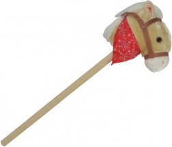 Плюшено конче на пръчка със звук 80 см, бежово