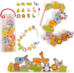 Дървени мъниста за нанизване Zoo Classic World, 13 бр.