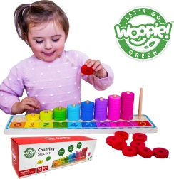 Woopie Green Монтесори дървен брояч и цветна сортер игра, 56 части