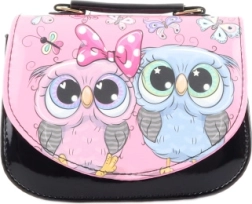 Детска чанта с бухалчета, черна