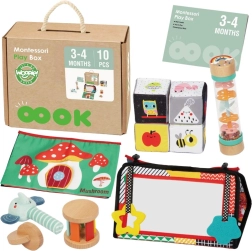 WOOPIE GREEN Montessori кутия XXL 6в1 сензорни и образователни играчки FSC за бебета 3–4 месеца