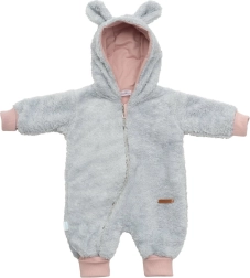New Baby Teddy Bear gray-pink baby winter overall