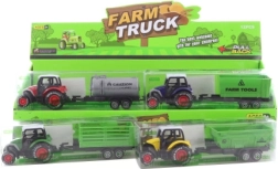 Metal tractor with pull-back action and plastic tipper trailer