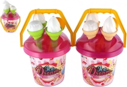 Комплект за пясък „Сладолед“ с розово ведро