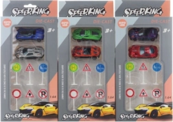 Set of Metal Toy Cars with Signs
