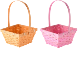 Easter basket with movable handle, 18.5 × 18.5 × 10 cm, mix of 2 pastel colors