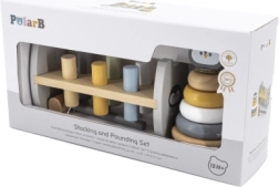 VIGA PolarB дървена пирамидка и чукче с пингвин Montessori