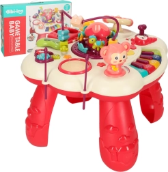 Интерактивна образователна масичка с пиано и барабани розова Bibi-inn