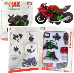1:14 Build-Your-Own Motorcycle, green–red DIY metal model